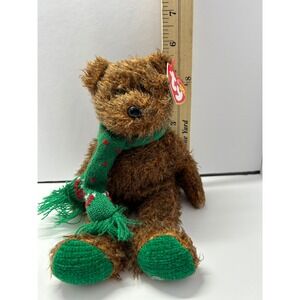 Ty Beanie Baby Seasons Greetings Bear Hallmark Gold Crown Exclusive Brown 2004